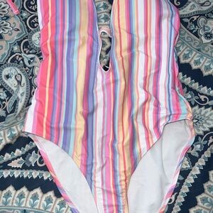 Rainbow stripped one piece swimsuit